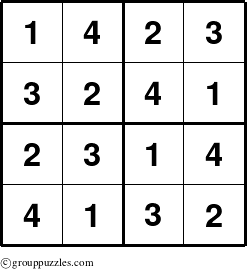 The grouppuzzles.com Answer grid for the Sudoku-4 puzzle for 