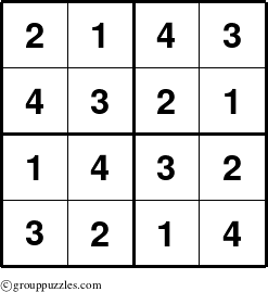 The grouppuzzles.com Answer grid for the Sudoku-4 puzzle for 