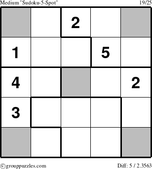 The grouppuzzles.com Medium Sudoku-5-Spot puzzle for 