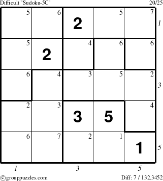 The grouppuzzles.com Difficult Sudoku-5C puzzle for  with all 7 steps marked