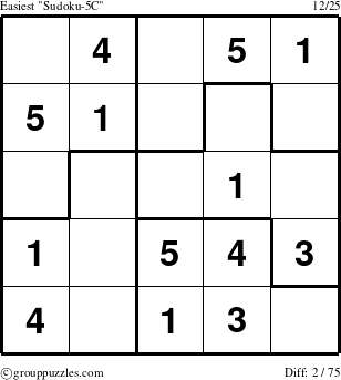 The grouppuzzles.com Easiest Sudoku-5C puzzle for 