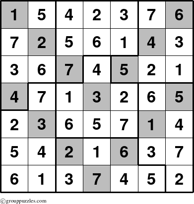 The grouppuzzles.com Answer grid for the Sudoku-7B-2V puzzle for 