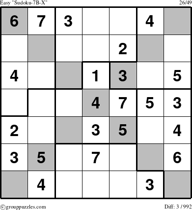 The grouppuzzles.com Easy Sudoku-7B-X puzzle for 