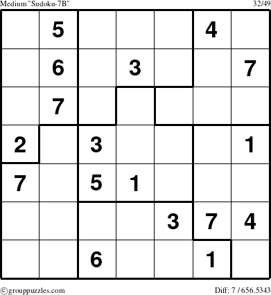 The grouppuzzles.com Medium Sudoku-7B puzzle for 