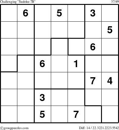 The grouppuzzles.com Challenging Sudoku-7B puzzle for 