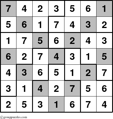 The grouppuzzles.com Answer grid for the Sudoku-7C-2V puzzle for 