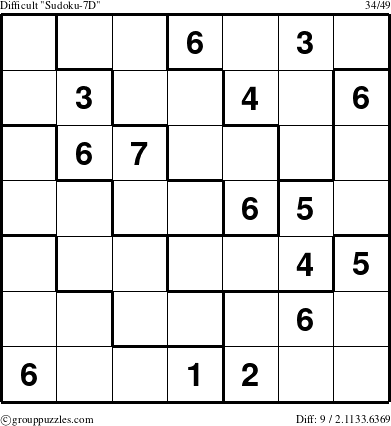 The grouppuzzles.com Difficult Sudoku-7D puzzle for 