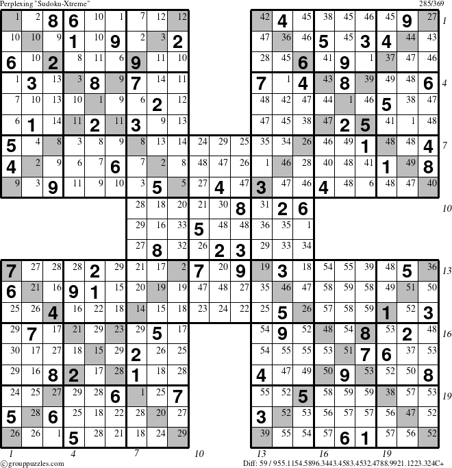 The grouppuzzles.com Perplexing Sudoku-Xtreme puzzle for  with all 59 steps marked