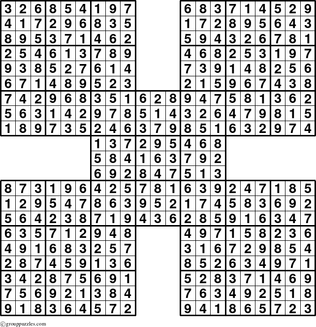 The grouppuzzles.com Answer grid for the Sudoku-by5 puzzle for 