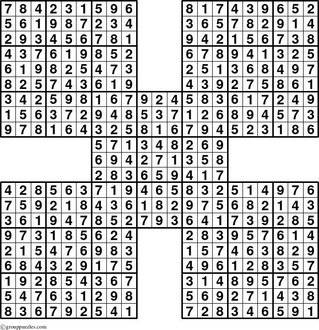 The grouppuzzles.com Answer grid for the Sudoku-by5 puzzle for 