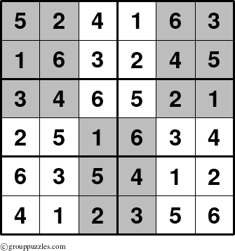 The grouppuzzles.com Answer grid for the SuperSudoku-Junior puzzle for 