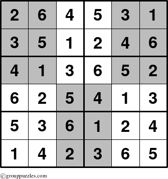 The grouppuzzles.com Answer grid for the SuperSudoku-Junior puzzle for 