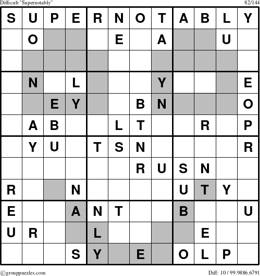 The grouppuzzles.com Difficult Supernotably puzzle for 