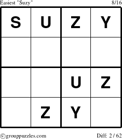 The grouppuzzles.com Easiest Suzy puzzle for 