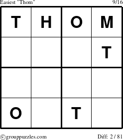 The grouppuzzles.com Easiest Thom puzzle for 