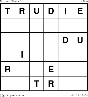 The grouppuzzles.com Medium Trudie puzzle for 