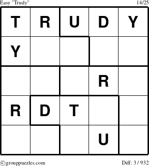 The grouppuzzles.com Easy Trudy puzzle for 