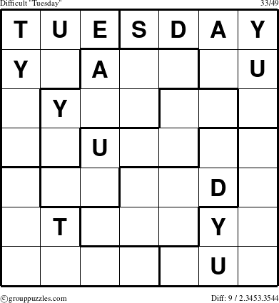 The grouppuzzles.com Difficult Tuesday puzzle for 