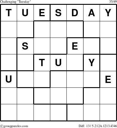 The grouppuzzles.com Challenging Tuesday puzzle for 