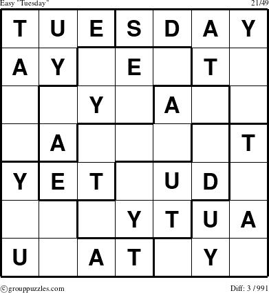 The grouppuzzles.com Easy Tuesday puzzle for 