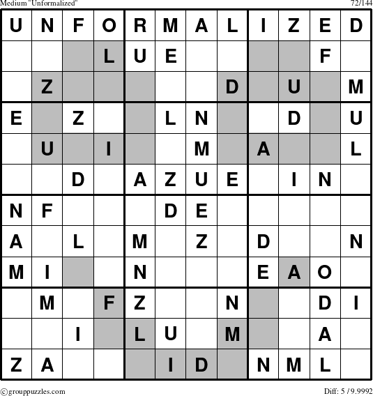 The grouppuzzles.com Medium Unformalized puzzle for 