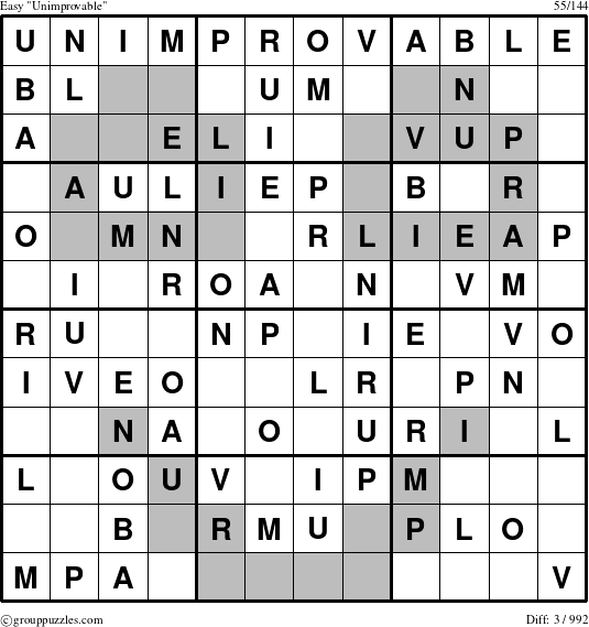 The grouppuzzles.com Easy Unimprovable puzzle for 