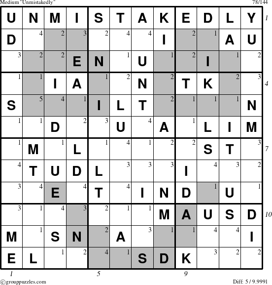 The grouppuzzles.com Medium Unmistakedly puzzle for , suitable for printing, with all 5 steps marked