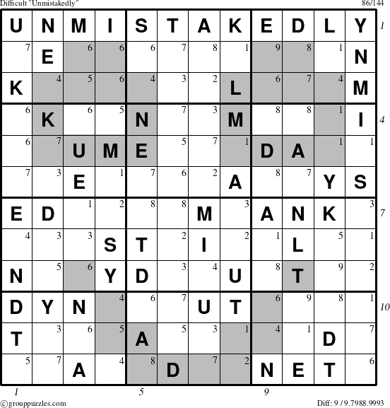 The grouppuzzles.com Difficult Unmistakedly puzzle for  with all 9 steps marked