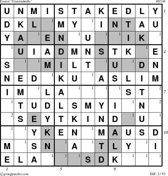 The grouppuzzles.com Easiest Unmistakedly puzzle for  with all 2 steps marked