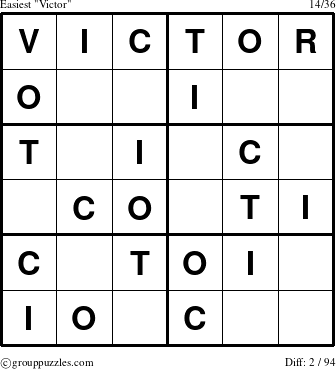 The grouppuzzles.com Easiest Victor puzzle for 