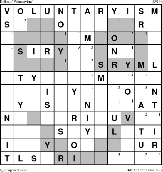 The grouppuzzles.com Difficult Voluntaryism puzzle for  with the first 3 steps marked