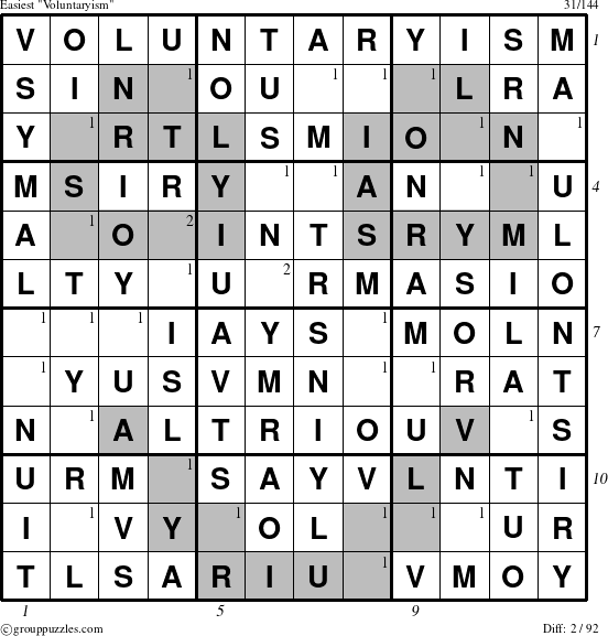 The grouppuzzles.com Easiest Voluntaryism puzzle for , suitable for printing, with all 2 steps marked