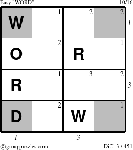 The grouppuzzles.com Easy WORD-c1 puzzle for , suitable for printing, with all 3 steps marked