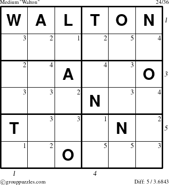 The grouppuzzles.com Medium Walton puzzle for , suitable for printing, with all 5 steps marked