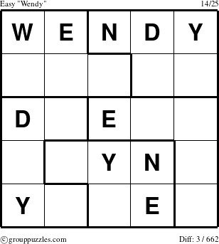 The grouppuzzles.com Easy Wendy puzzle for 