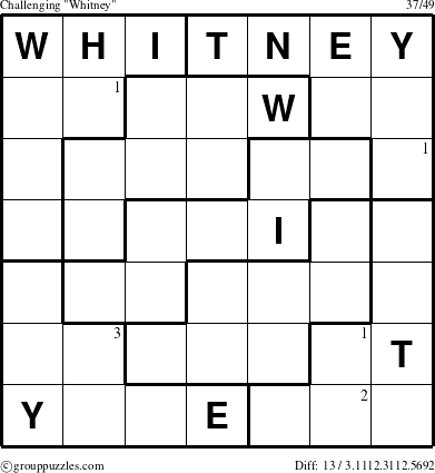 The grouppuzzles.com Challenging Whitney puzzle for  with the first 3 steps marked