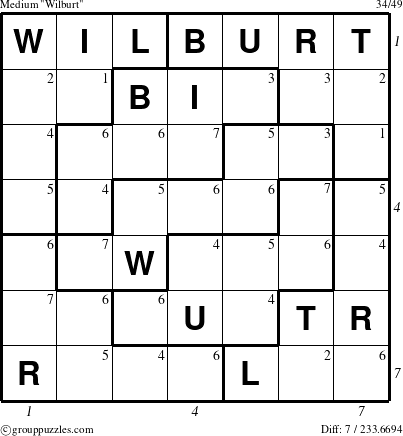 The grouppuzzles.com Medium Wilburt puzzle for  with all 7 steps marked