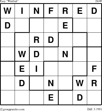 The grouppuzzles.com Easy Winfred puzzle for 