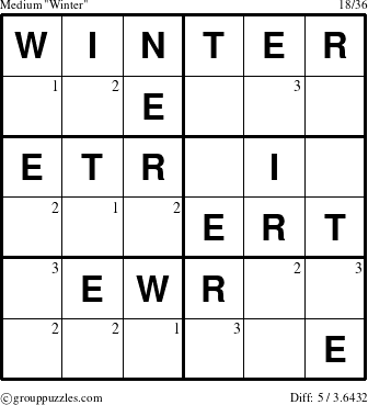 The grouppuzzles.com Medium Winter puzzle for  with the first 3 steps marked