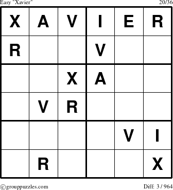 The grouppuzzles.com Easy Xavier puzzle for 