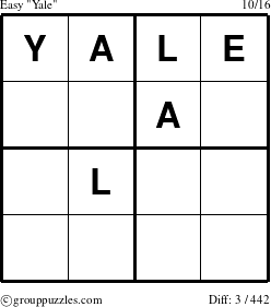 The grouppuzzles.com Easy Yale puzzle for 