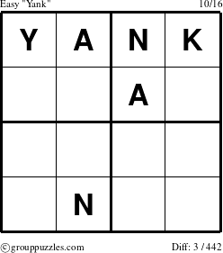 The grouppuzzles.com Easy Yank puzzle for 