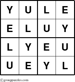 The grouppuzzles.com Answer grid for the Yule puzzle for 
