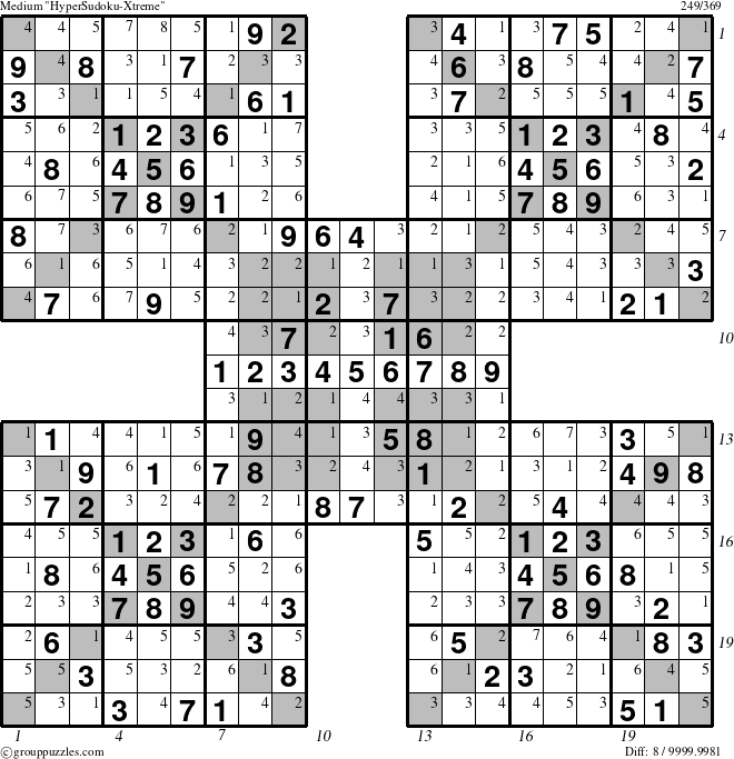 The grouppuzzles.com Medium cover-HyperXtreme puzzle for  with all 8 steps marked