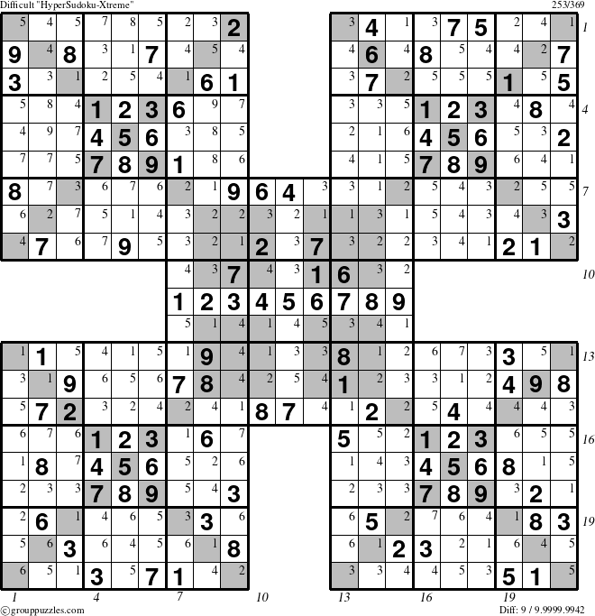 The grouppuzzles.com Difficult cover-HyperXtreme puzzle for , suitable for printing, with all 9 steps marked