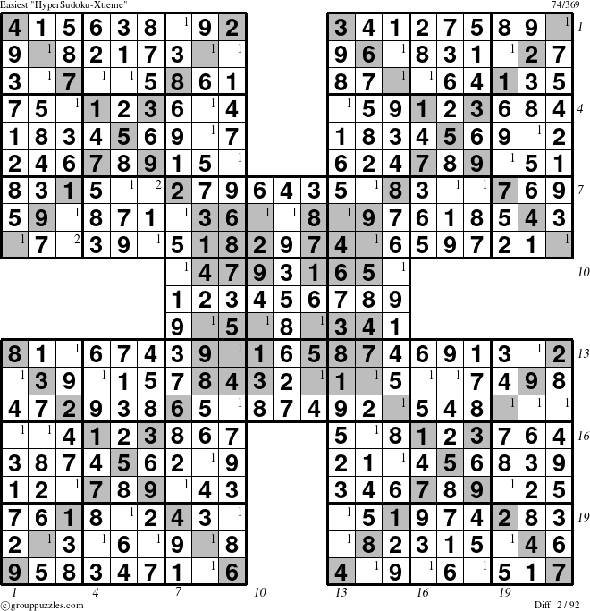 The grouppuzzles.com Easiest cover-HyperXtreme puzzle for , suitable for printing, with all 2 steps marked