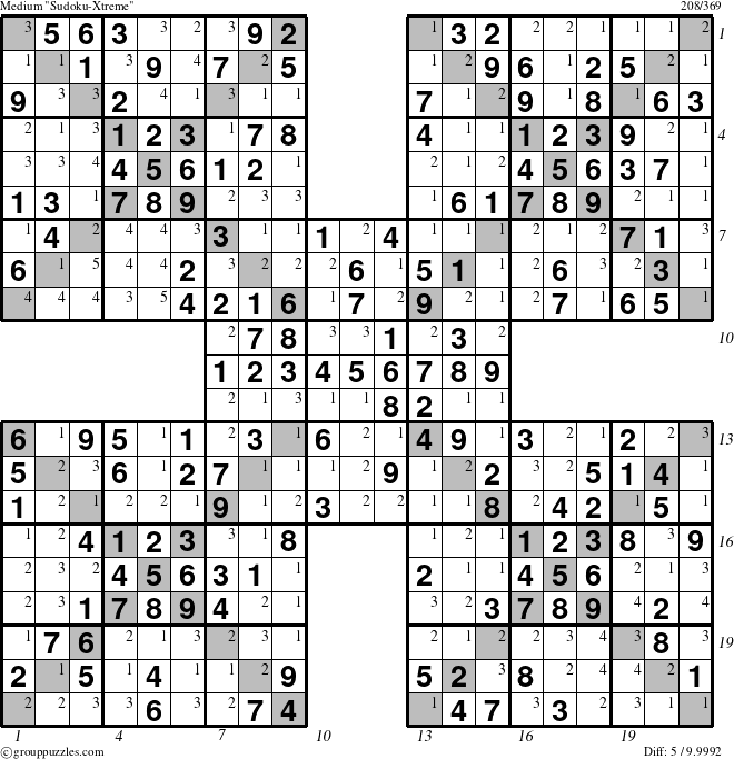 The grouppuzzles.com Medium cover-Xtreme puzzle for  with all 5 steps marked