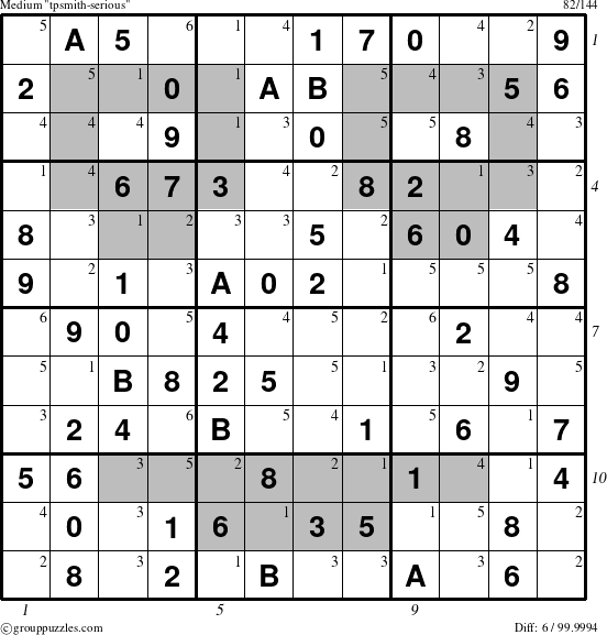 The grouppuzzles.com Medium tpsmith-serious puzzle for  with all 6 steps marked