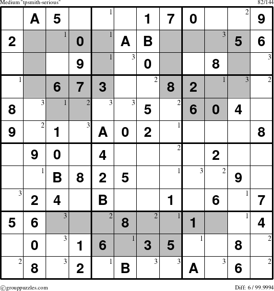 The grouppuzzles.com Medium tpsmith-serious puzzle for  with the first 3 steps marked