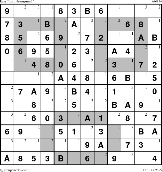 The grouppuzzles.com Easy tpsmith-surprised puzzle for  with the first 3 steps marked